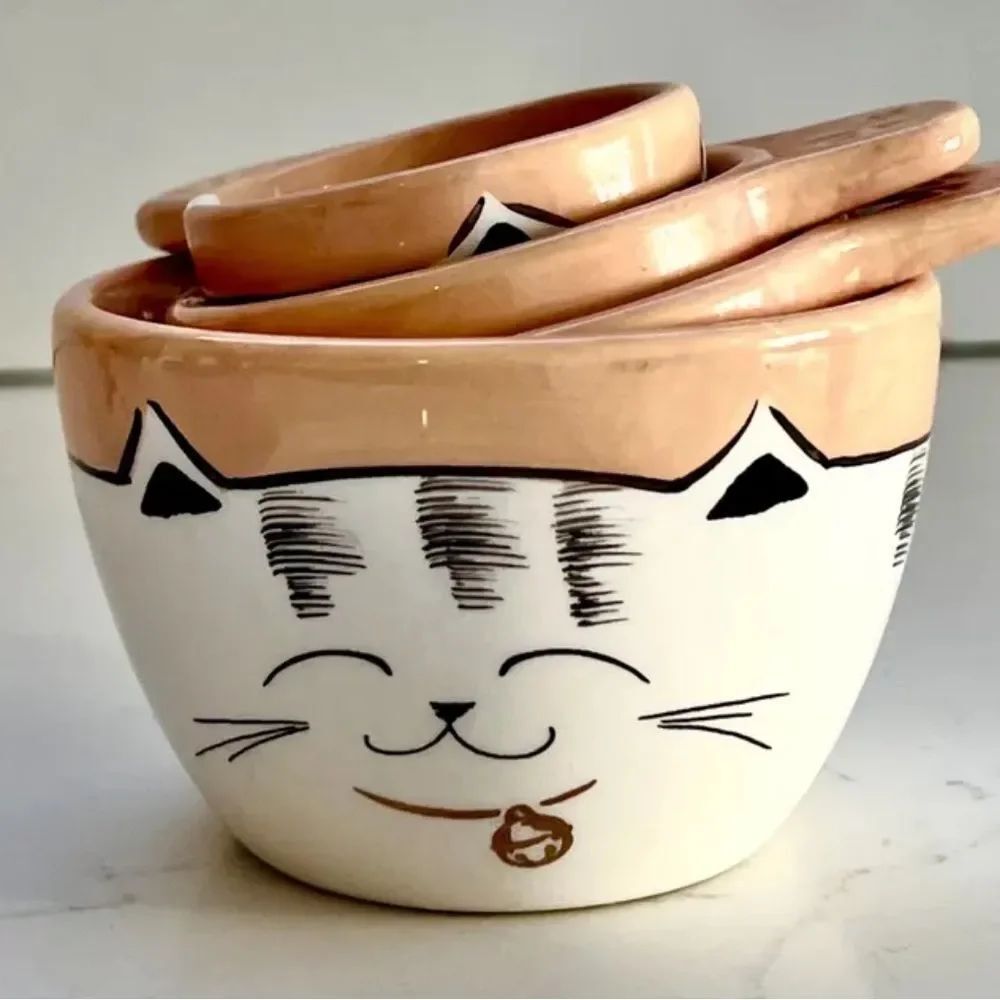 RARE Find! Cute Cat Ceramic Nesting Measuring Cups!